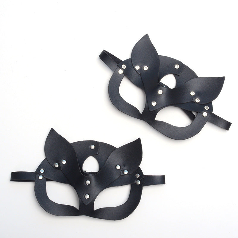 Pu Leather sex products Fox mask Black sex mask