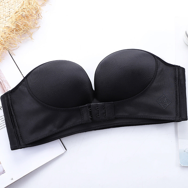 Oxygen QQ Sugar Strapless invisible non-slip fashion underwear no underwire small chest thickened gathering Invisible bra single piece