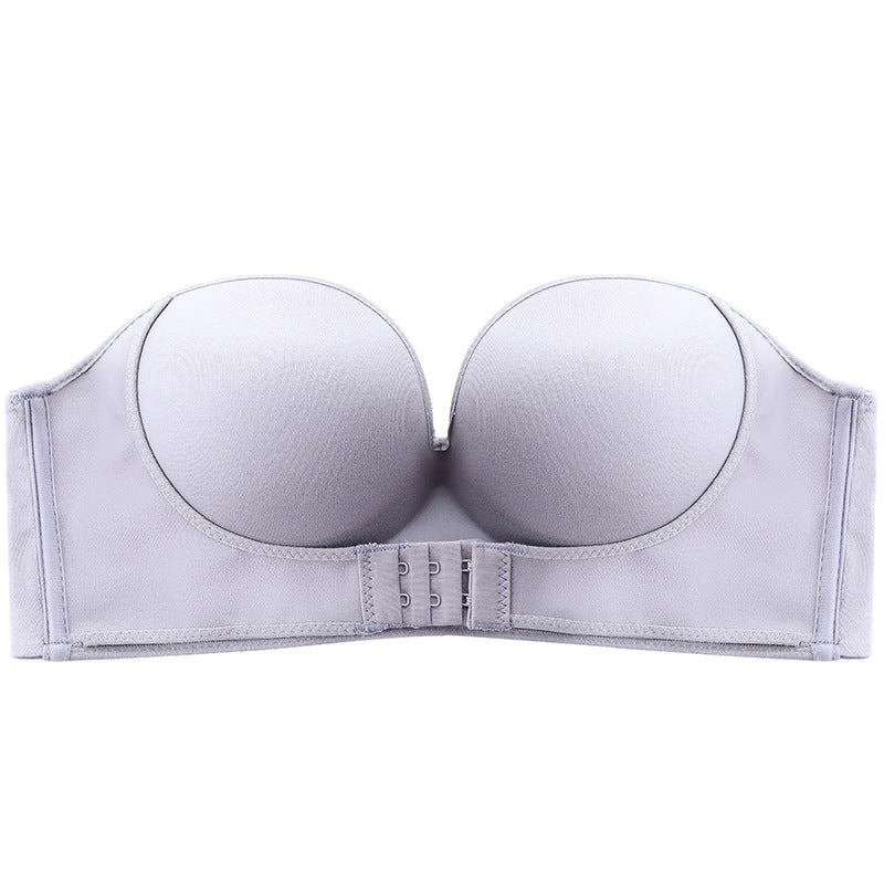 Oxygen QQ Sugar Strapless invisible non-slip fashion underwear no underwire small chest thickened gathering Invisible bra single piece