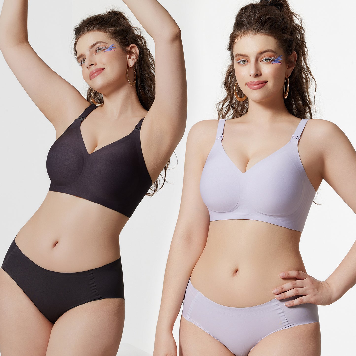 Underwear jelly rubber, no loops, comfortable and anti-sagging large-sized lactation bra