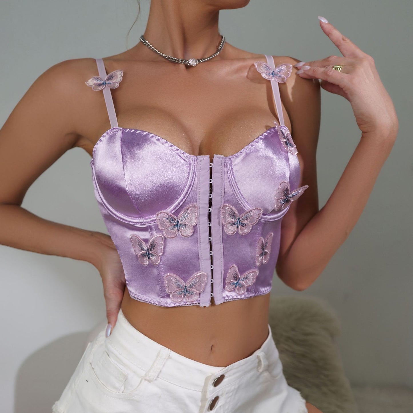 New sexy pure wind small vest European and American spice girls outside wear inside lap corset slim before buckle style Spice Girl sling