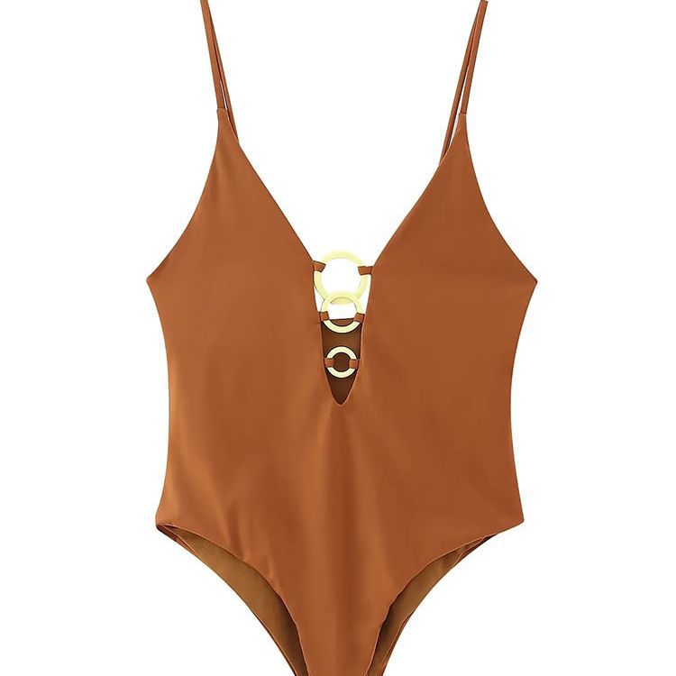 Summer new style European and American style women's fashion geometric pattern swimsuit onesie