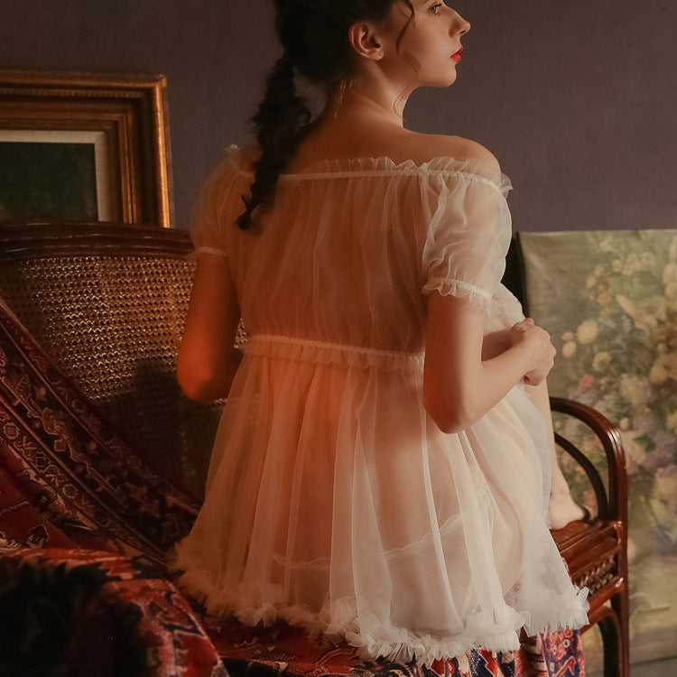 Sexy CHIffon short skirt BIG size SEX APPEAL pajamas female transparent sex appeal underwear is about to SEduce tease coquettish bed to go up wholesale