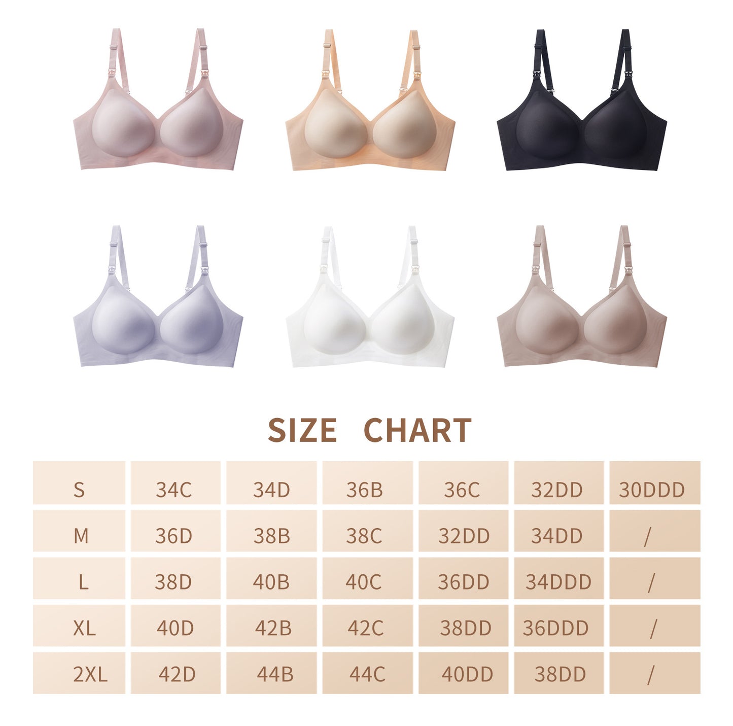 Underwear jelly rubber, no loops, comfortable and anti-sagging large-sized lactation bra