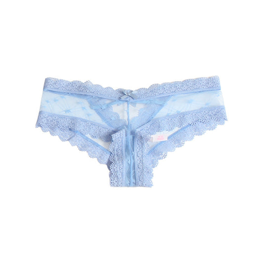 Europe and the United States sexy hollow lace underwear lady cross tie bow half bag hip mesh briefs female foreign trade