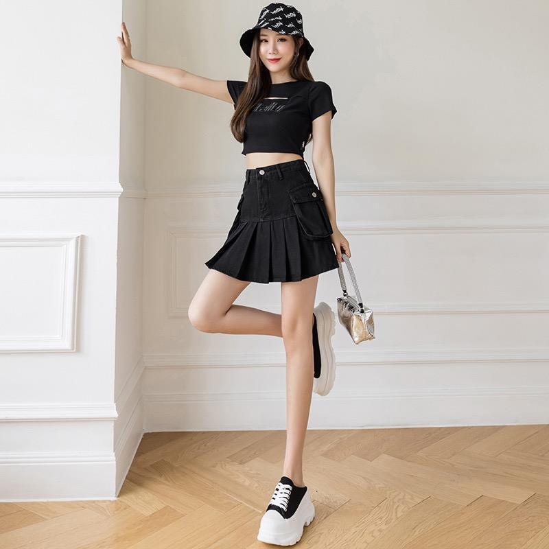 2022 new design sense niche Spice Girls pleated skirt cowgirl skirt summer