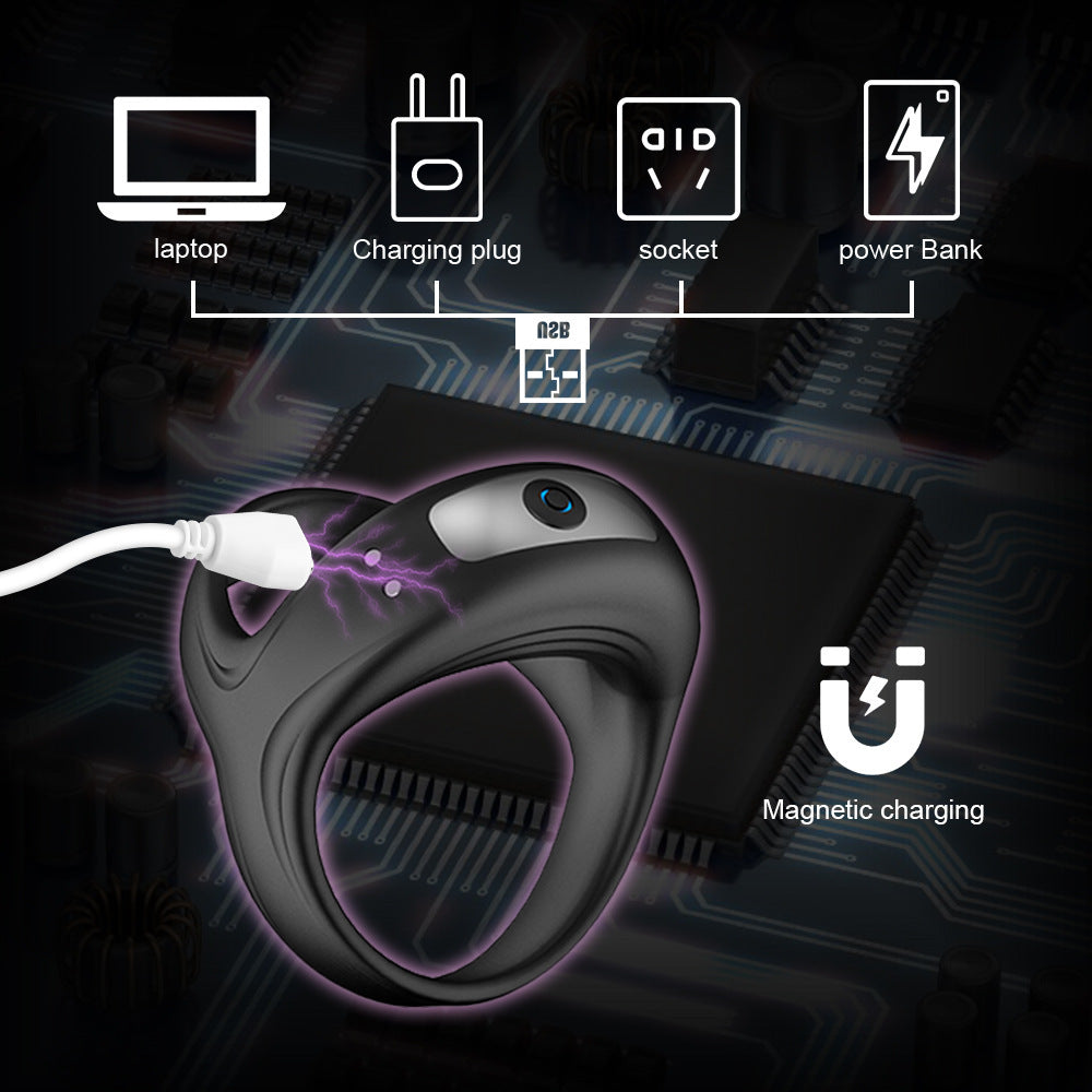 Male triangular sperm-lock ring Scrotal massager USB charging male masturbator adult sex toy