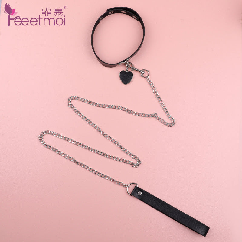 Fei Mu erotic underwear sexy PU leather collar traction rope chain accessories with gift wholesale female 7640